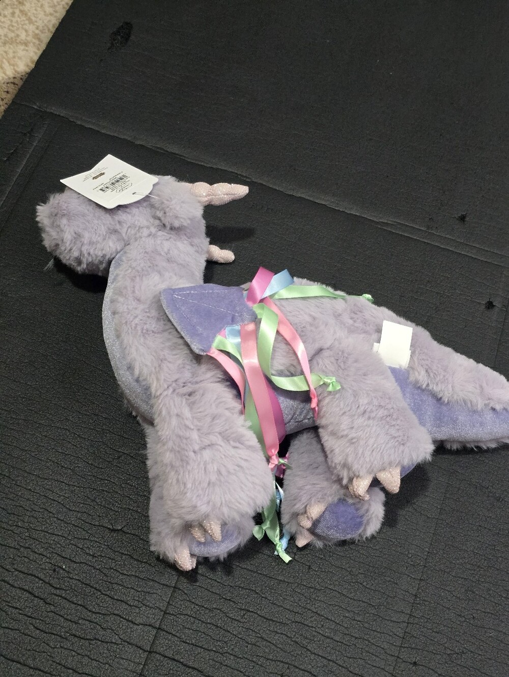 Mud Pie Lavender Plush Dragon Hair Clip with Pastel Ribbon Accents
